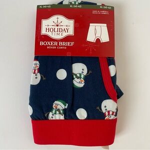 Christmas Boxer Briefs Size XL Snowman Winter navy blue stretch men’s underwear